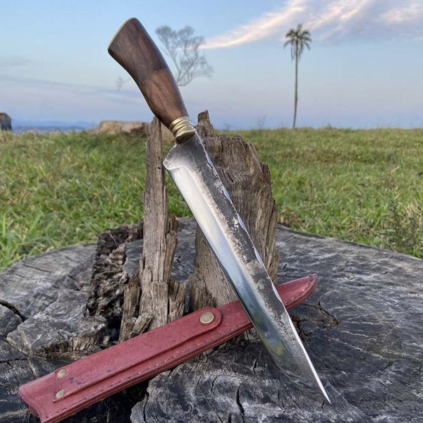 Faca Para Churrasco, Aço Carbono 1070, Cabo de Madeira